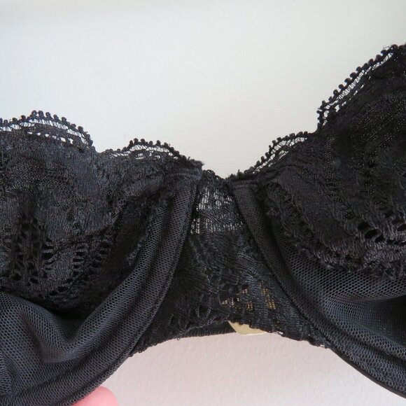 VINTAGE VICTORIA'S SECRET GOLD LABEL Black Lace Mesh Tulle Strap Bra 36C - Picture 11 of 13
